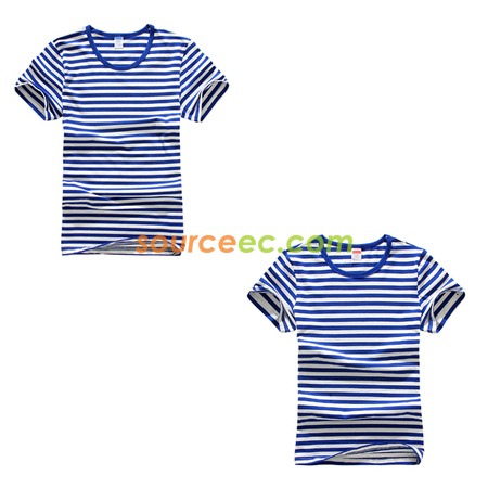 Customization Round Neck Striped Short Sleeve Shirt  Corporate Gifts