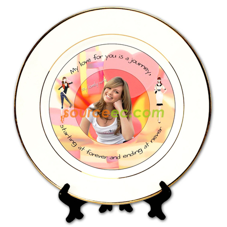 Customization Gold Trim Ceramic Display Plate Corporate Gifts
