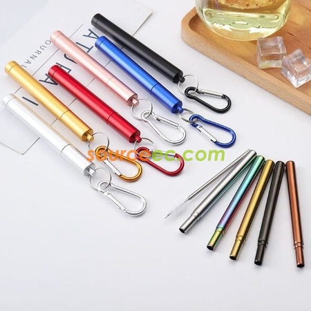Stainless steel straw set