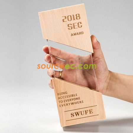 Customization Wooden Crystal Trophy Corporate Gifts