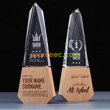 Customization Wooden Crystal Trophy Corporate Gifts