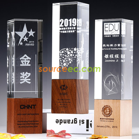 Customization Wooden Crystal Trophy Corporate Gifts
