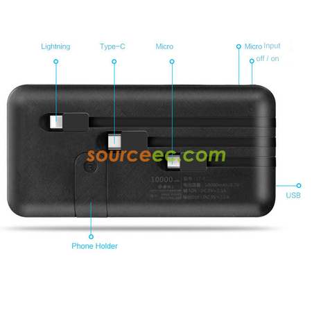 Customization 10000mAh Power Bank with In-Built Type C / Micro / Lightning Corporate Gifts