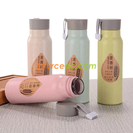 Customization 350ML Wheat Straw Glass Bottle Corporate Gifts