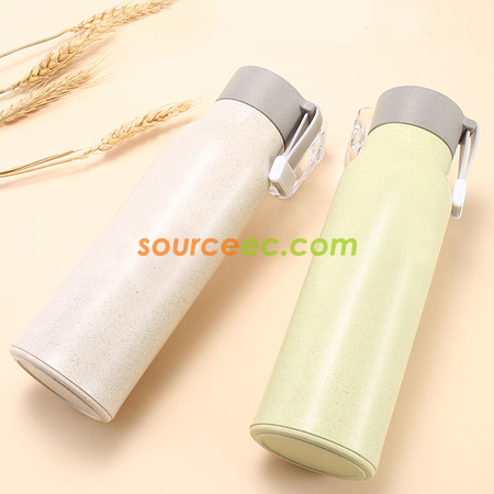 Customization 350ML Wheat Straw Glass Bottle Corporate Gifts