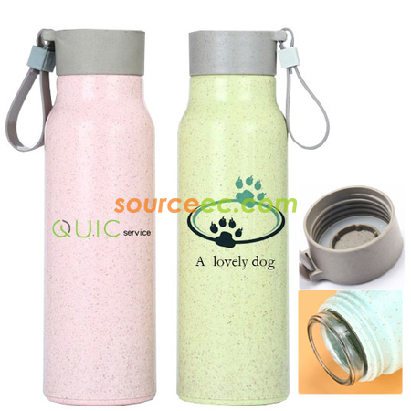 Customization 350ML Wheat Straw Glass Bottle Corporate Gifts