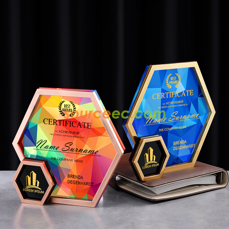 Customization Metal Hexagonal Geometric Trophy Corporate Gifts
