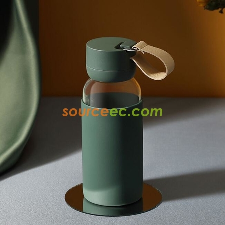 Customization 400ml Glass And Silica Gel Anti Scalding Cup Corporate Gifts