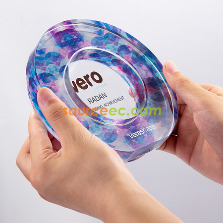 Customization Symphony Round Crystal Trophy Corporate Gifts
