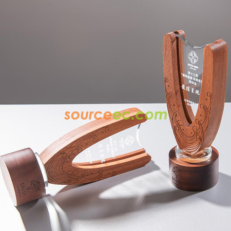 Customization Shaped Wooden Crystal Trophy Corporate Gifts