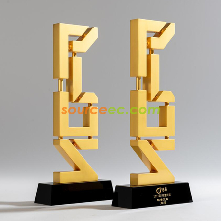 Letter Shaped Metal Crystal Trophy