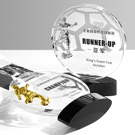 Customization FootBall Crystal Trophy Corporate Gifts