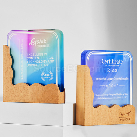 Customization Wooden Crystal Trophy Corporate Gifts