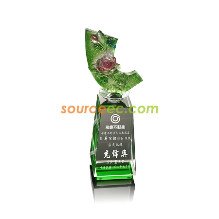 Customization Colored Glaze Crystal Trophies Corporate Gifts