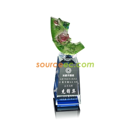 Customization Colored Glaze Crystal Trophies Corporate Gifts