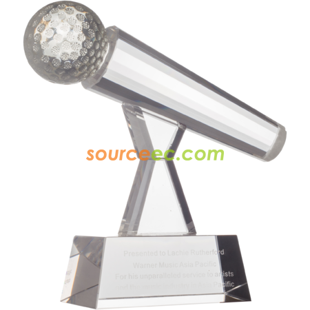 Microphone crystal trophy