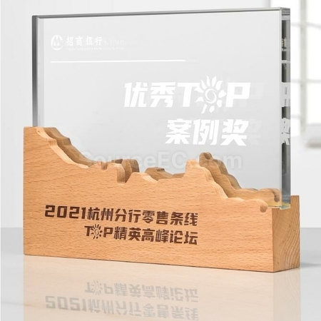 Customization Solid Wood Crystal Memorial Seat Corporate Gifts
