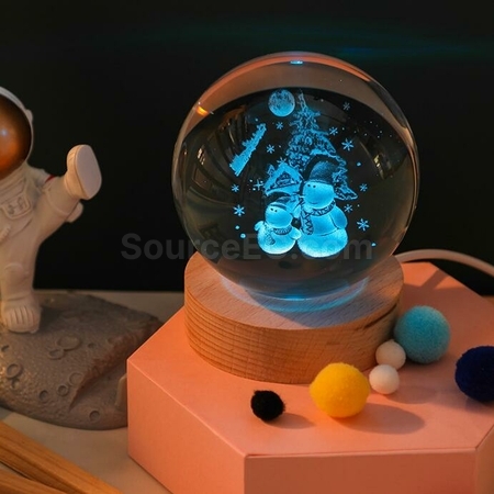 Customization 3D Engraved USB Colorful Crystal Ball Light Corporate Gifts