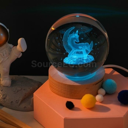 Customization 3D Engraved USB Colorful Crystal Ball Light Corporate Gifts