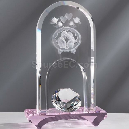 Customization 3D Carved Crystal Door Trophy Corporate Gifts