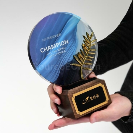Customization Solid Wood Crystal Trophy Corporate Gifts