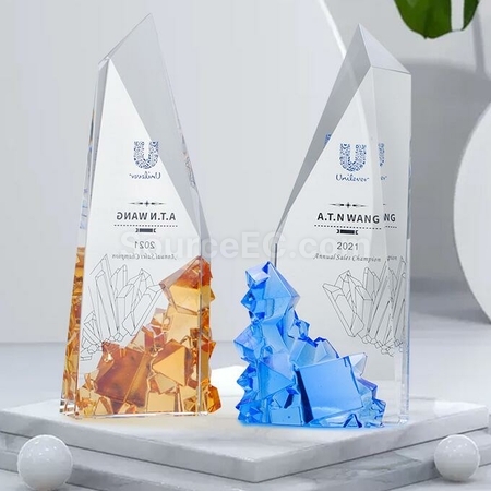 Customization Rush Hour Glass Crystal Trophy Corporate Gifts