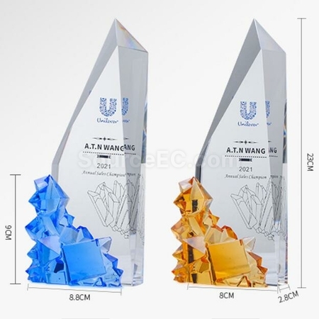 Customization Rush Hour Glass Crystal Trophy Corporate Gifts