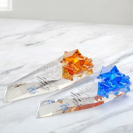 Customization Rush Hour Glass Crystal Trophy Corporate Gifts
