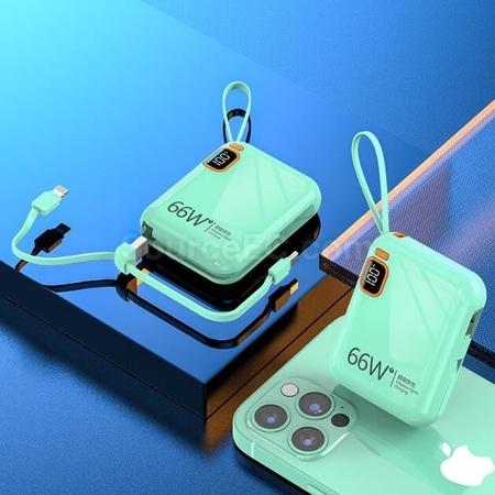 Customization Portable Self-Contained Line Portable Fast Charging Power Bank Corporate Gifts