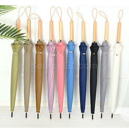 Customization 16Bone Wooden Handle Straight Umbrella Corporate Gifts