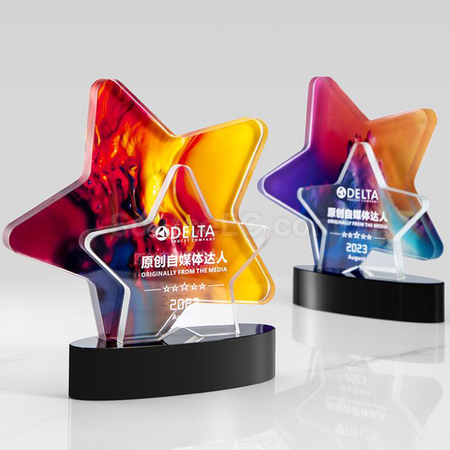 Customization Color Printed Star Crystal Trophy Corporate Gifts