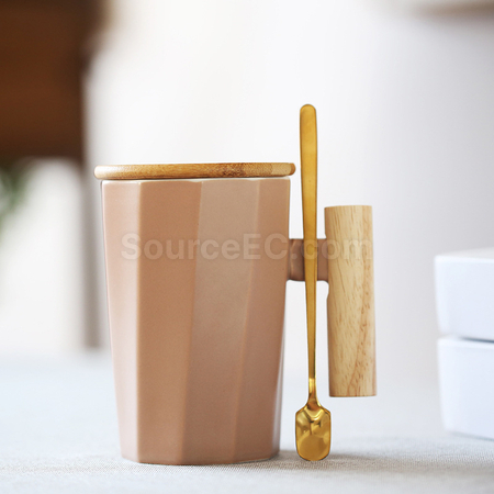 Customization Wooden Handle Ceramic Mug Corporate Gifts
