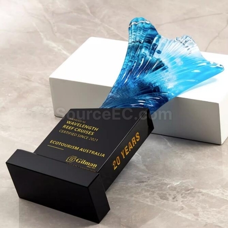 Customization Riding The Wind and Waves Black Crystal Trophy Corporate Gifts