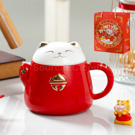 Customization Zhaocai Cat Ceramic Cup Corporate Gifts