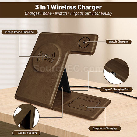 Customization Folding Wireless Charging Leather Phone Holder Corporate Gifts
