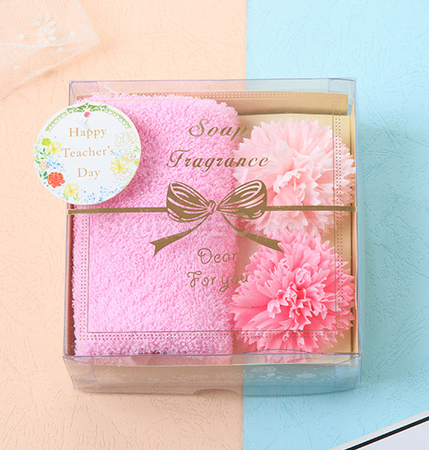 Carnation Soap Flower Towel Gift Box