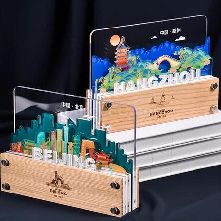 Customization Multi-Layered Spliced ​​Acrylic Solid Wood Series Trophies Corporate Gifts