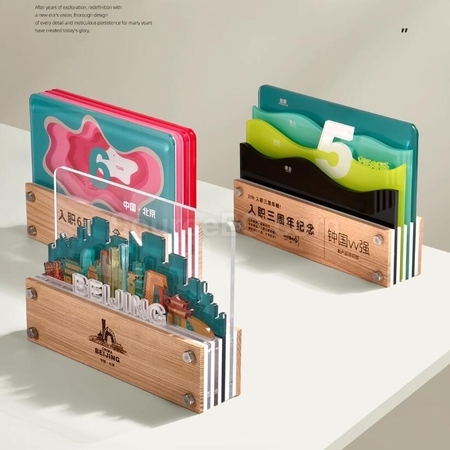 Customization Multi-Layered Spliced ​​Acrylic Solid Wood Series Trophies Corporate Gifts