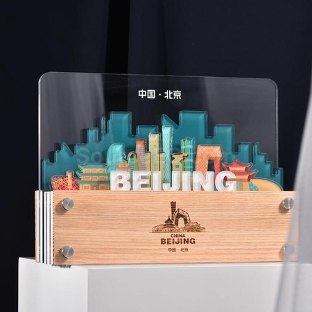 Customization Multi-Layered Spliced ​​Acrylic Solid Wood Series Trophies Corporate Gifts