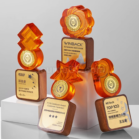 Customization Solid Wood Crystal Trophy Corporate Gifts