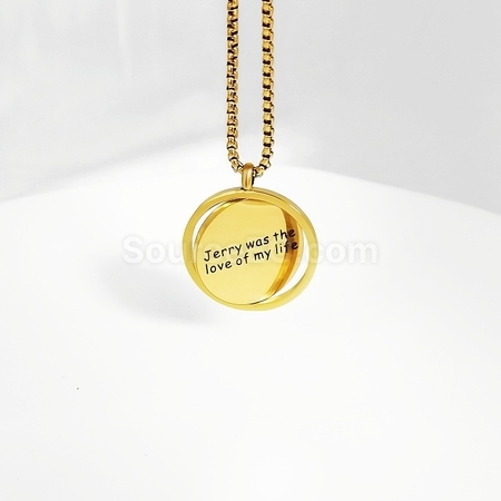 Customization Rotating Round Plate Titanium Steel Necklace Corporate Gifts