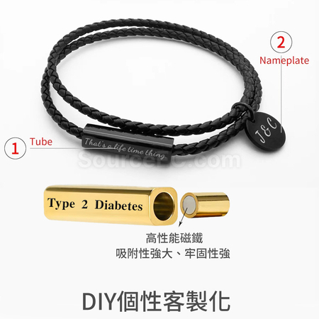 Customization Engraved Magnetic Buckle Leather Rope Bracelet Corporate Gifts