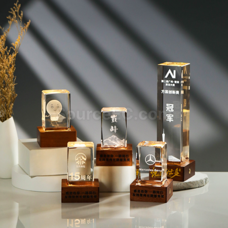 Customization Luminous carved crystal trophy Corporate Gifts