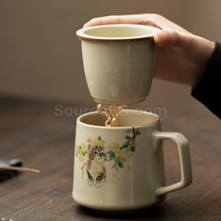 Ceramic filter tea cup