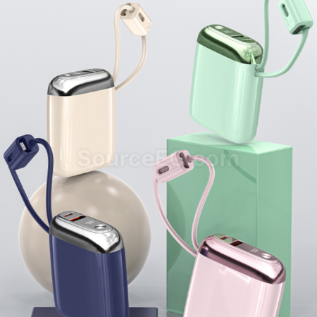 Customization Mini power bank with built-in fast charging cable Corporate Gifts