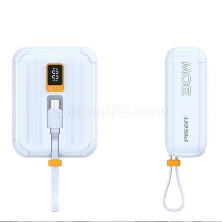 Customization Mini Portable Power Bank With Built-In Cable Corporate Gifts