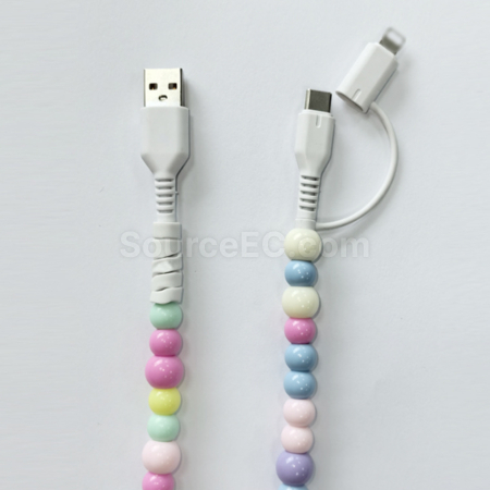 Customization One to two colored bead charging cable Corporate Gifts