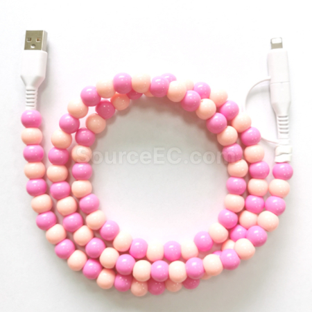 Customization One to two colored bead charging cable Corporate Gifts