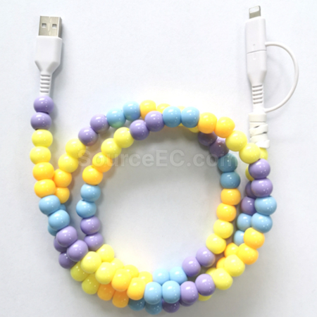 Customization One to two colored bead charging cable Corporate Gifts