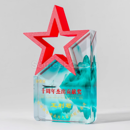 Customization Colorful Five-Star Crystal Trophy Corporate Gifts